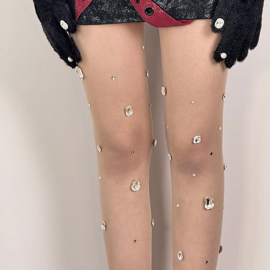 Y2K Punk Irregular Diamonds Pantyhose