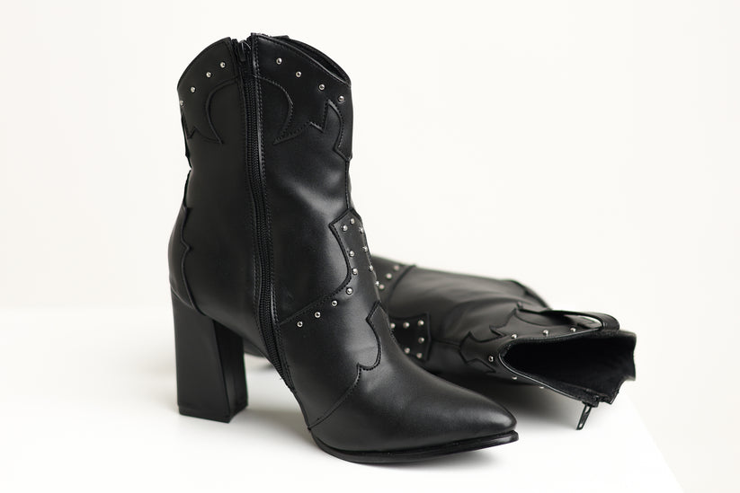 Studded chunky heel cowboy boots