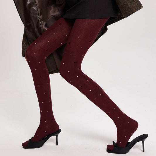 Angora Red Polka Dot Slim Pantyhose