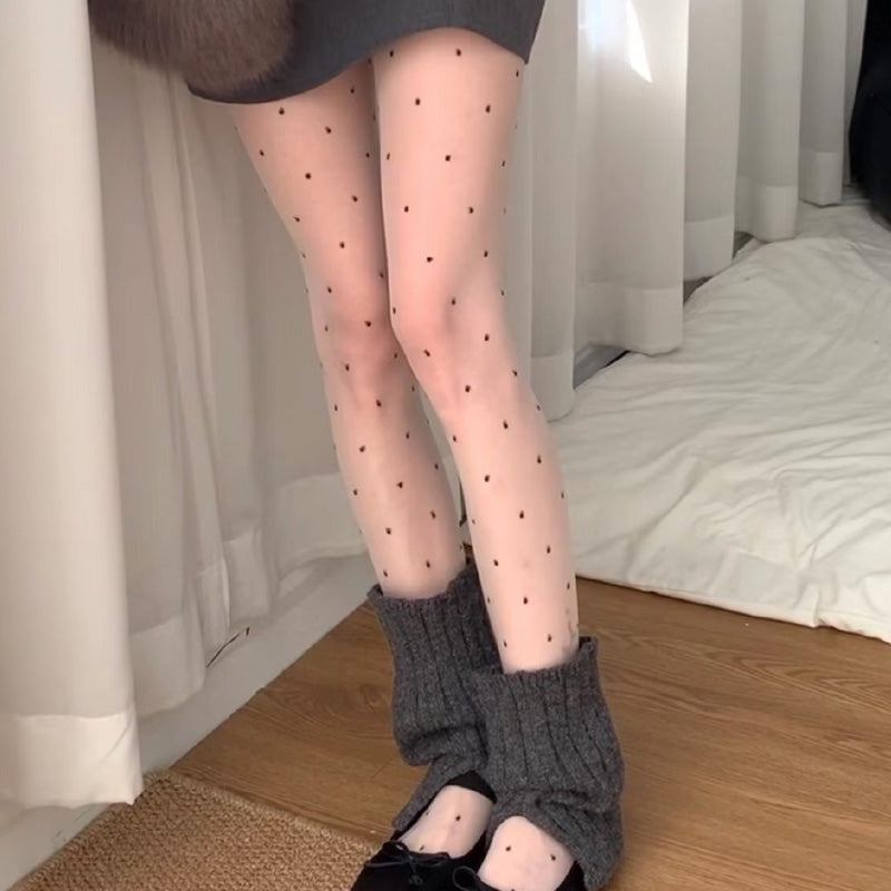 INS Overlap Polka Dot Semi-sheer Pantyhose