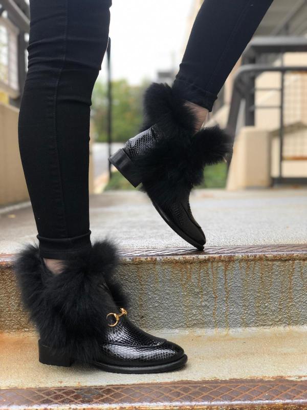 Natural Fur Mid Calf Women Boot