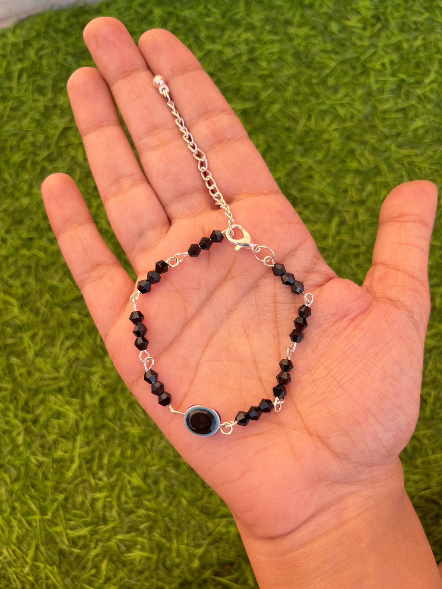 Evil eyes black beaded chain anklet🧿🦋