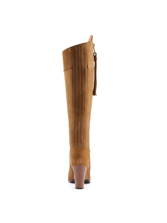 Tan High Heeled Knee-High Boots