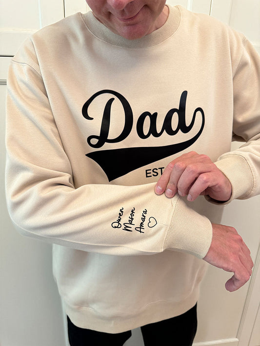 Personalized Dad T-shirt/Sweatshirt/Hoodie with Kids Name on sleeve-Custom Gifts-Choose any Year