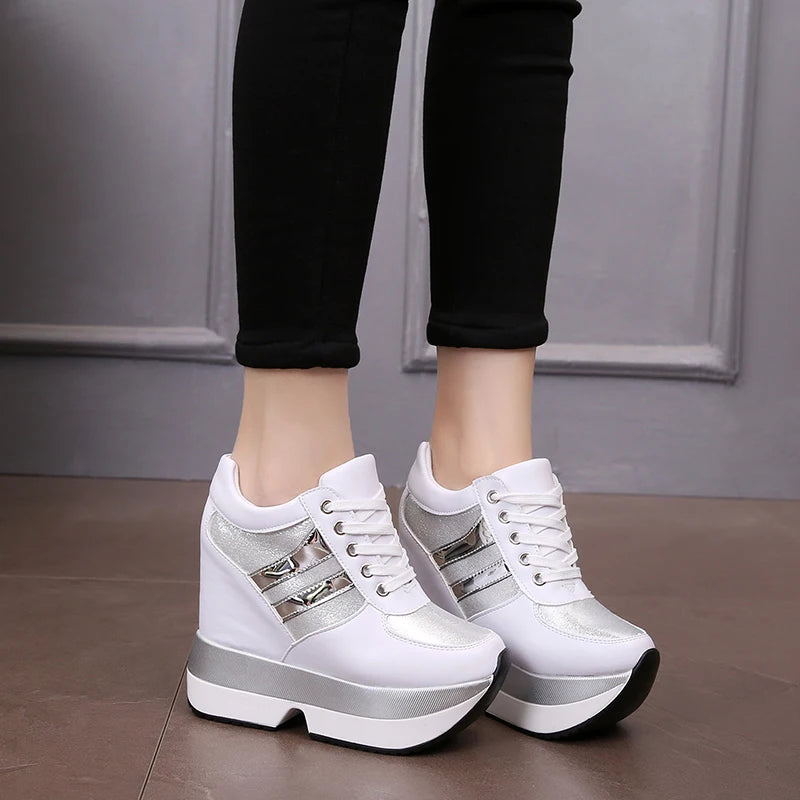 Height Increasing Casual Shoes 12 CM Thick Sole Trainers Breathable Shoes