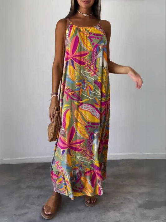 Printed Sleeveless Long Dress