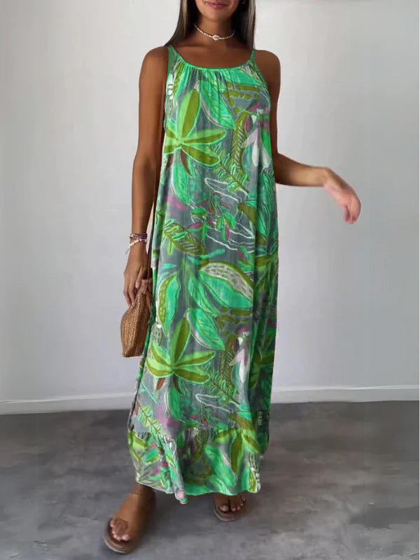 Printed Sleeveless Long Dress