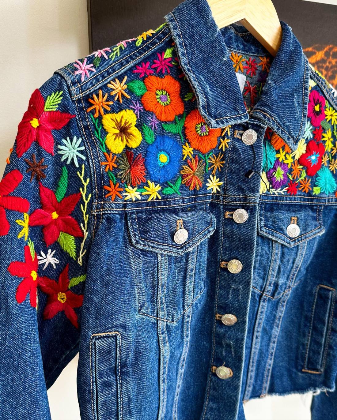 Hand embroidery denim jacket