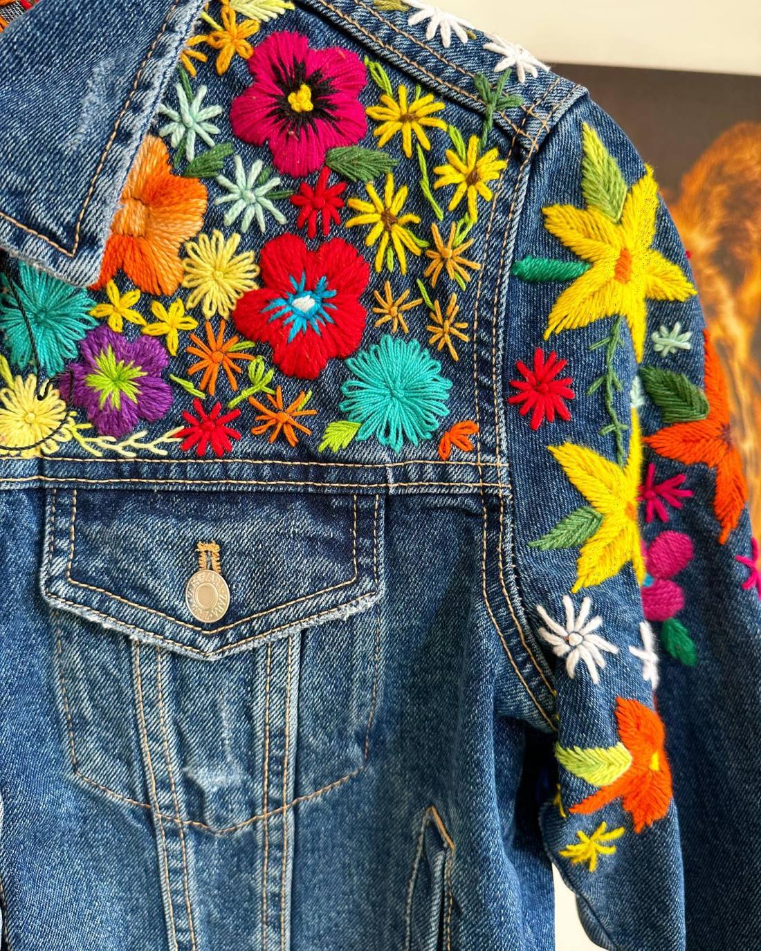 Hand embroidery denim jacket