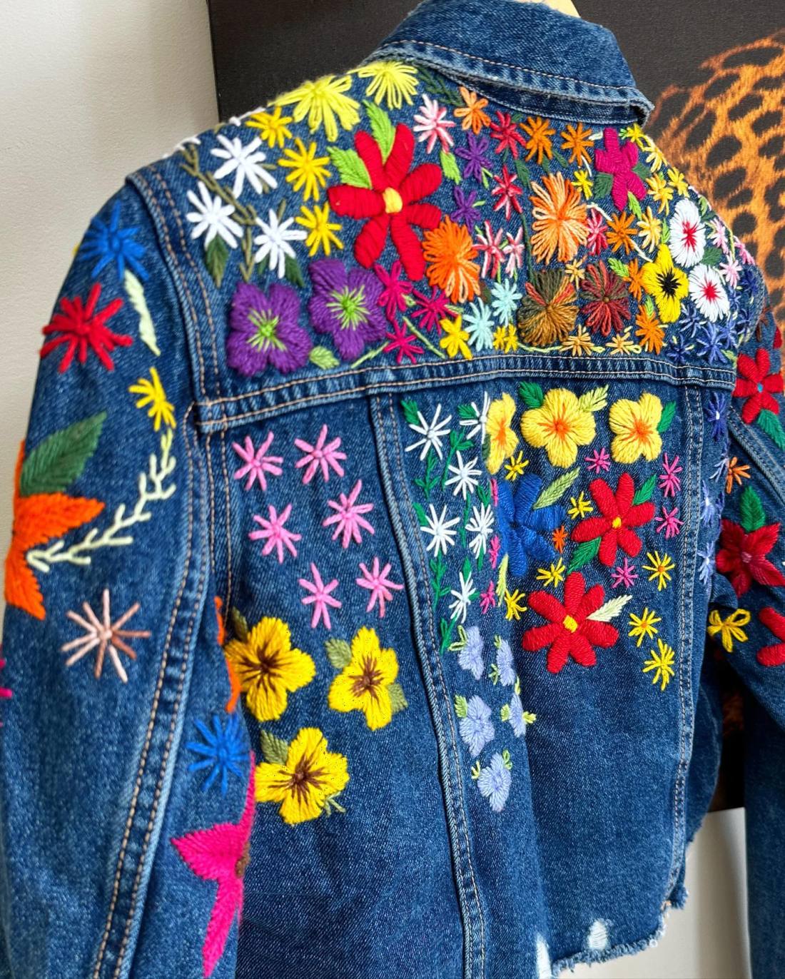 Hand embroidery denim jacket