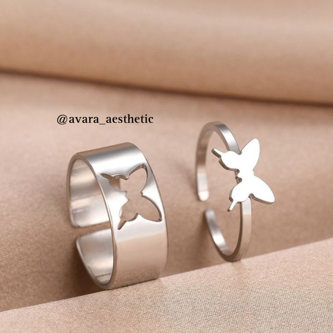 Butterfly rings combo for couples🦋✨🩶