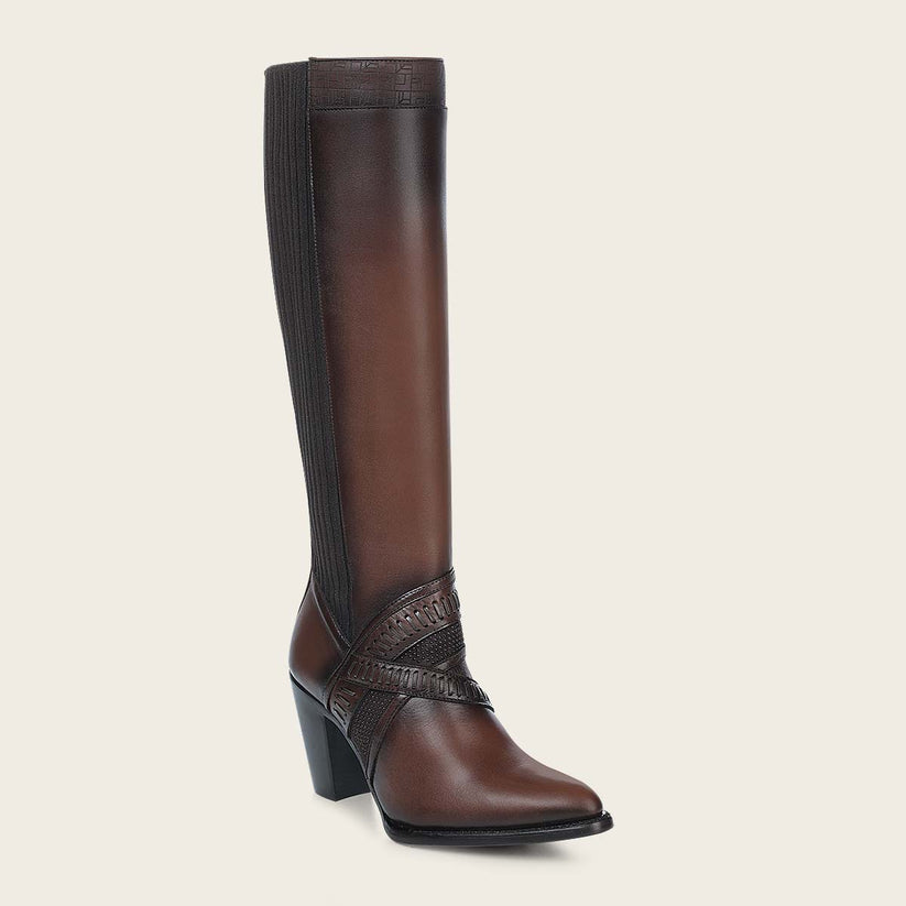 GENUINE BOVINE LEATHER Tall honey brown boot