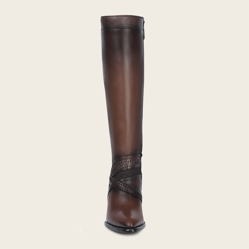 GENUINE BOVINE LEATHER Tall honey brown boot