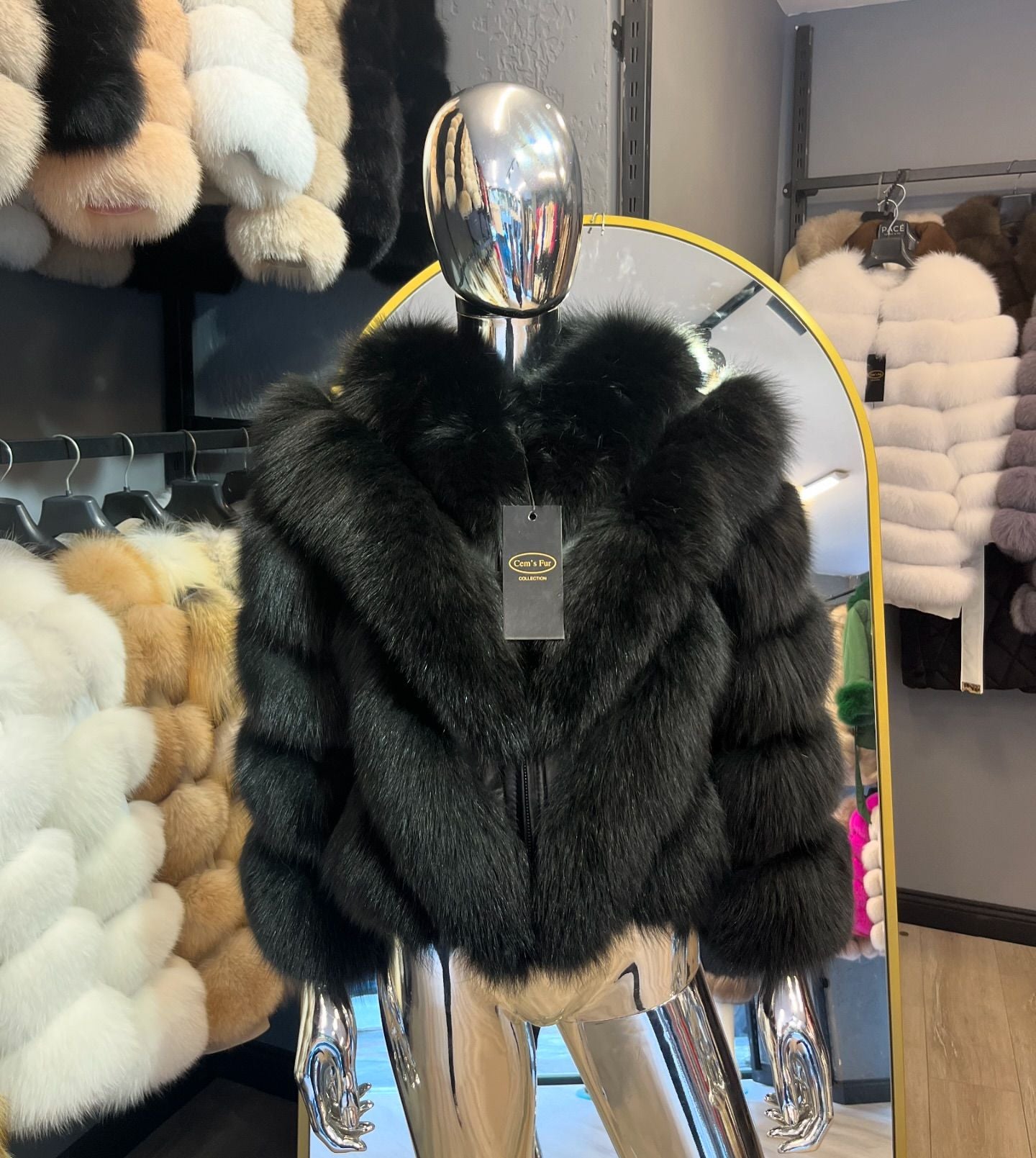 Elegant Black Fox Fur Jacket