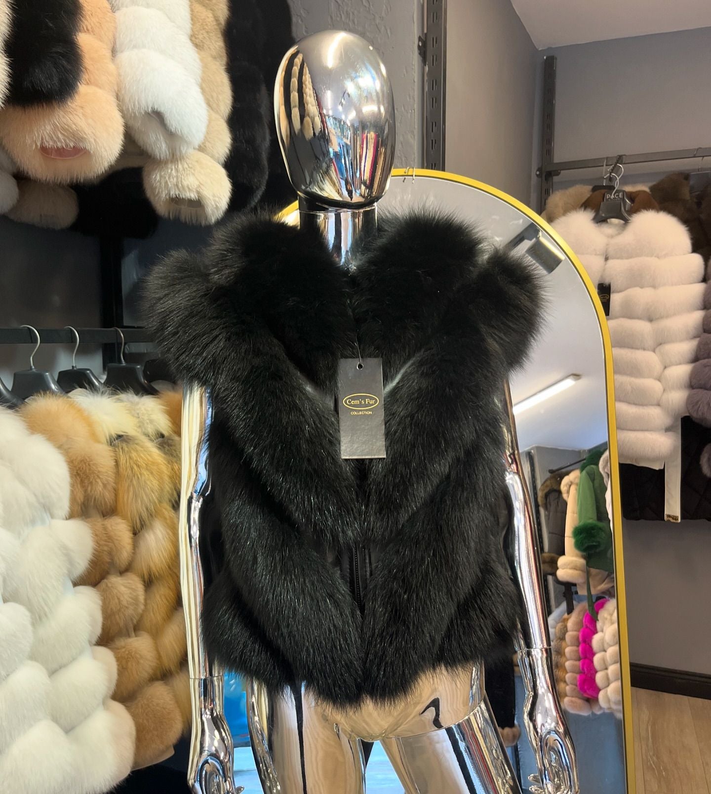 Elegant Black Fox Fur Jacket