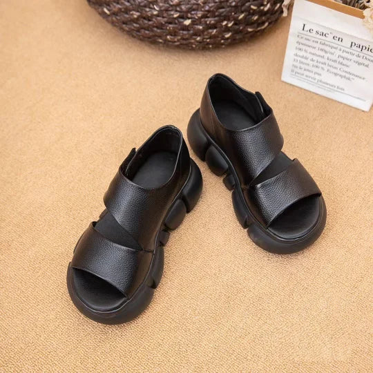 Comfort Retro Style Thick Sole Cow Leather Sandals