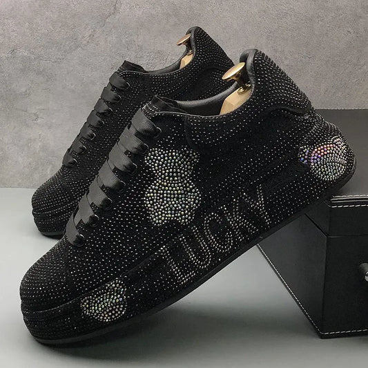 Lace-Up Rhinestone Sneakers