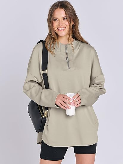 Womens Oversized Hoodie Quarter Zip Sweatshirts