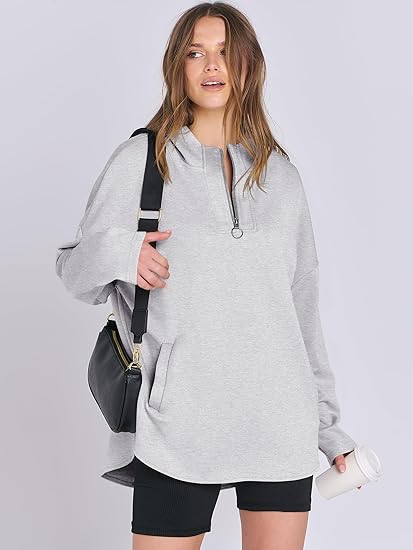 Womens Oversized Hoodie Quarter Zip Sweatshirts