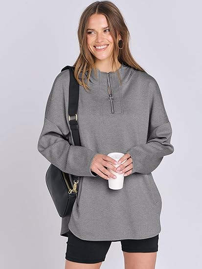 Womens Oversized Hoodie Quarter Zip Sweatshirts