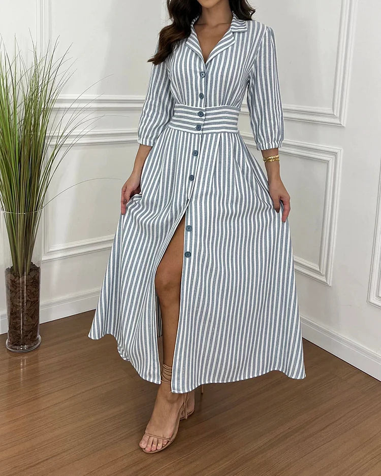 STRIPED SHIRT DRESS