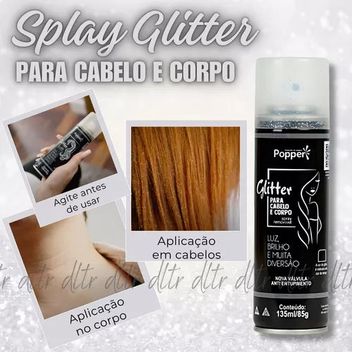 Glitter Popper Spray Hair Clothing Body Shine Carnival