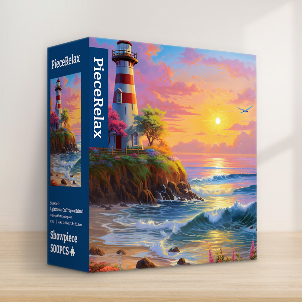 H3521 - 500 Piece - Lighthouse On Tropical Island