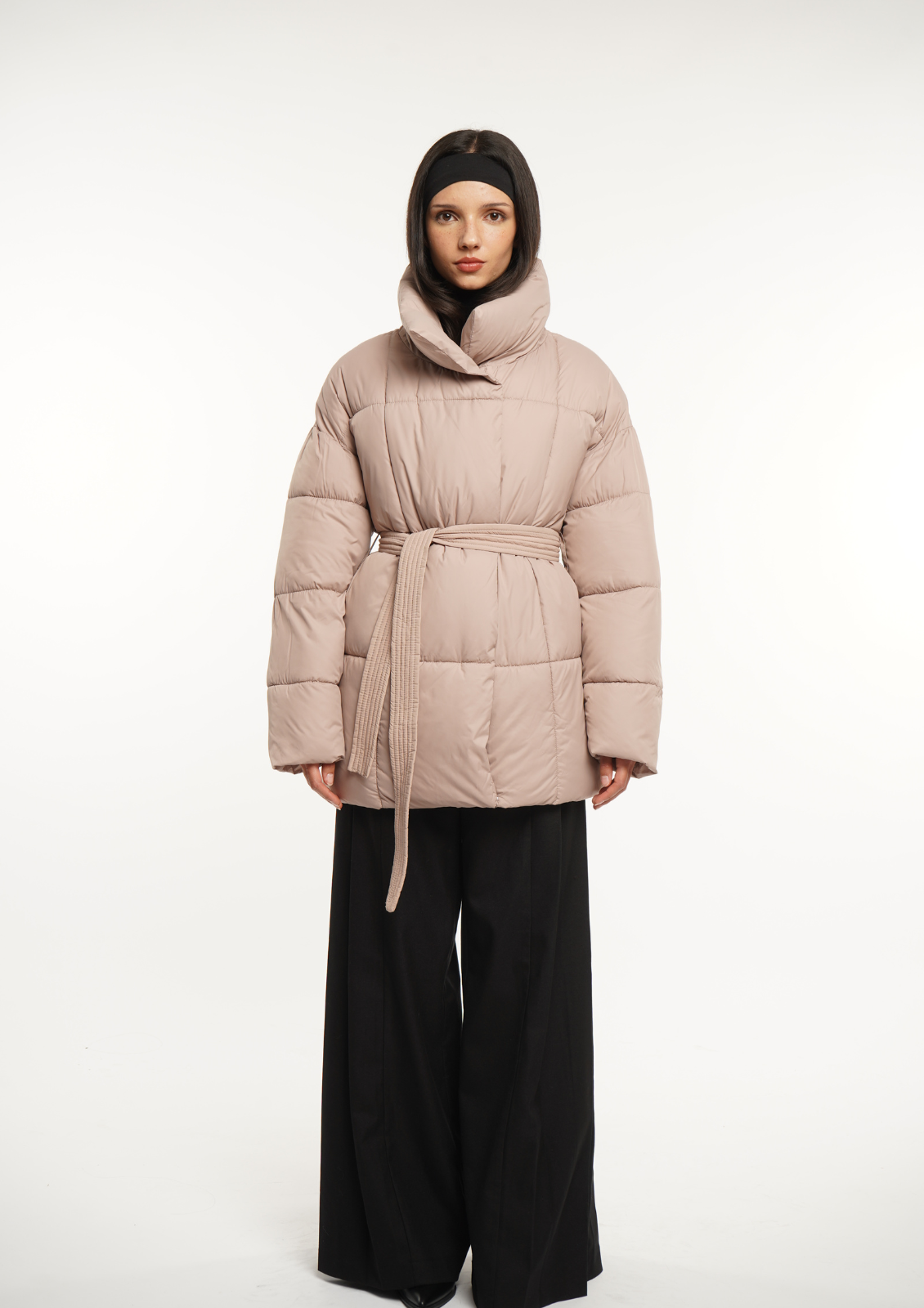 Mid Length Belted Puffer Jacket