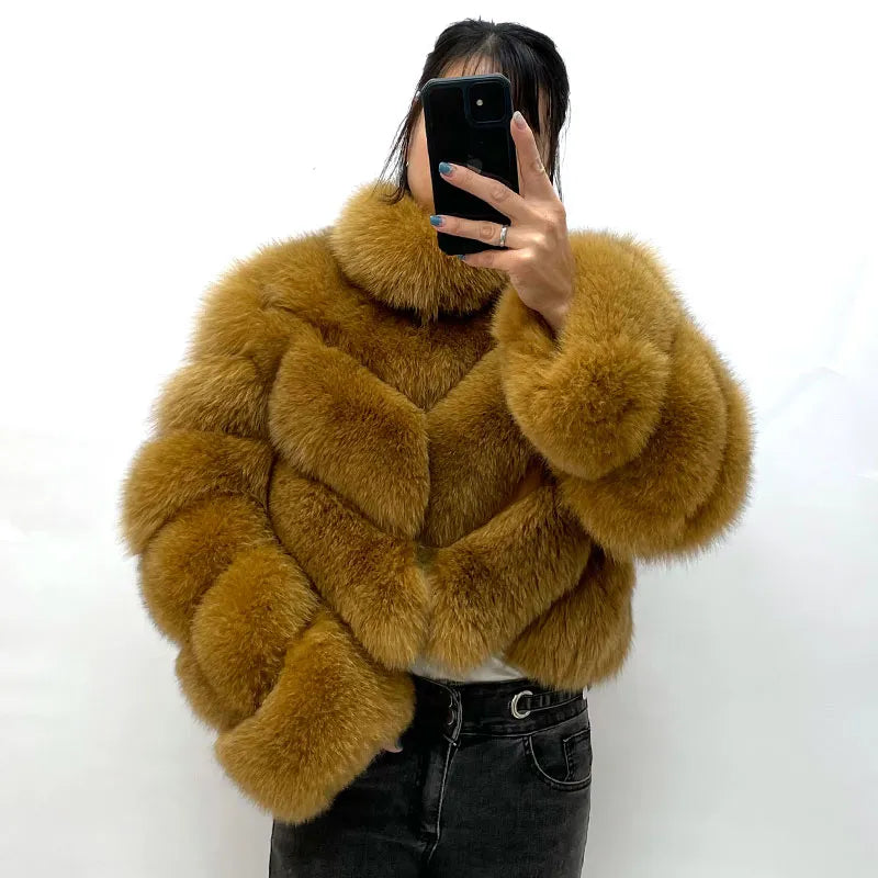 Elegant Black Fox Fur Jacket