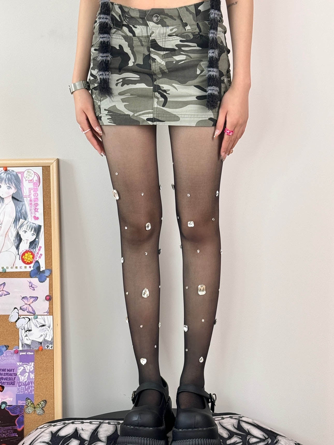 Y2K Punk Irregular Diamonds Pantyhose