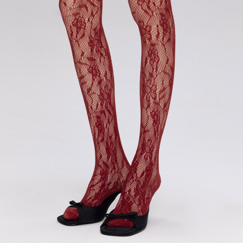 INS Floral Lace Pantyhose