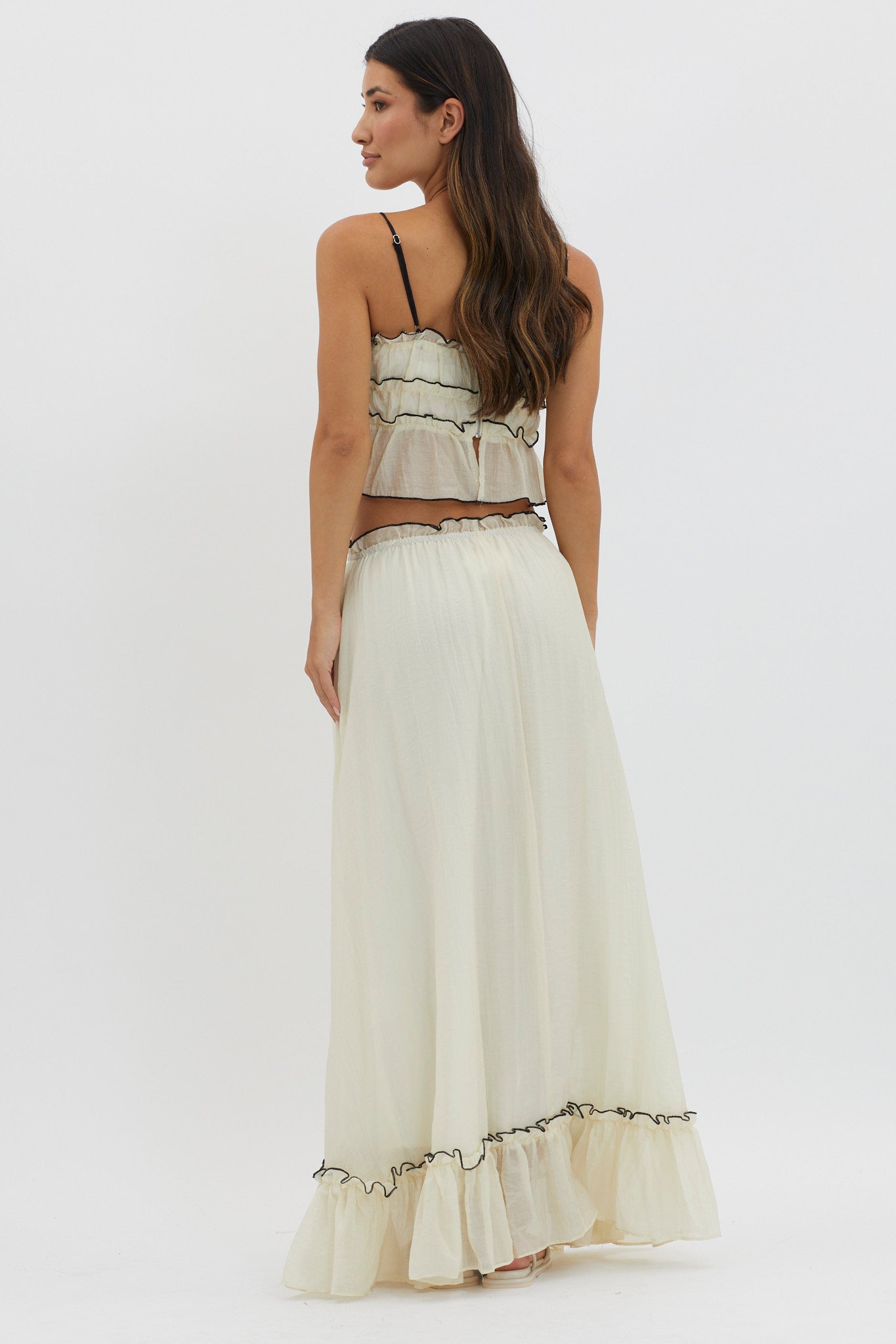 Maidens Tie Detail Overlock Maxi Skirt Cream