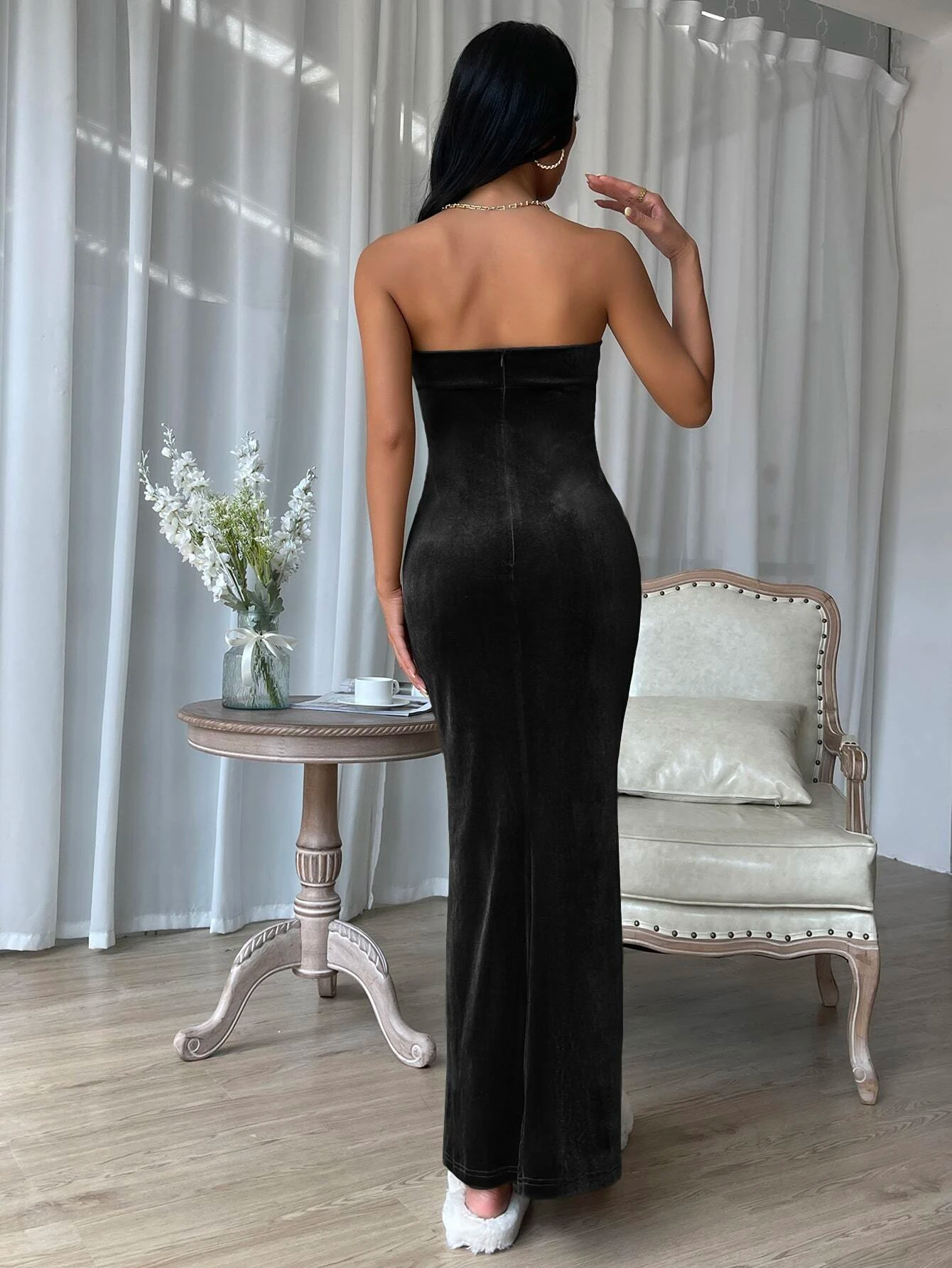 Mermaid Hem Velvet Tube Dress