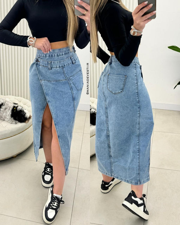 Saia Midi Jeans Beatrice