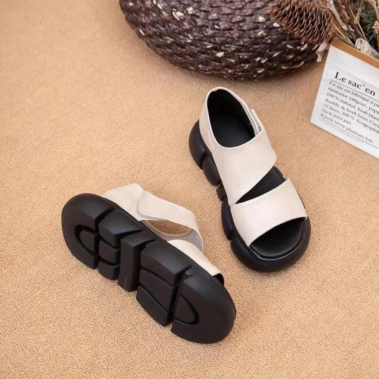 Comfort Retro Style Thick Sole Cow Leather Sandals