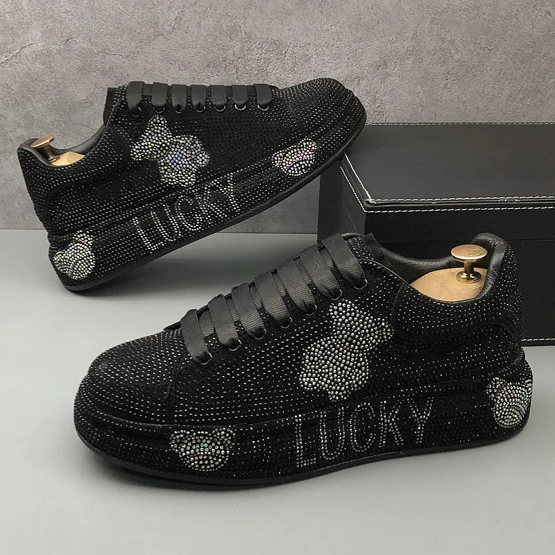 Lace-Up Rhinestone Sneakers