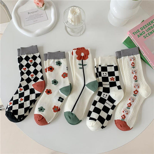 Flower series cotton stockings