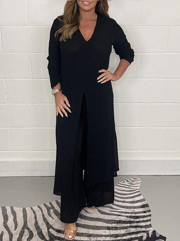 Women's split long top and pants suit