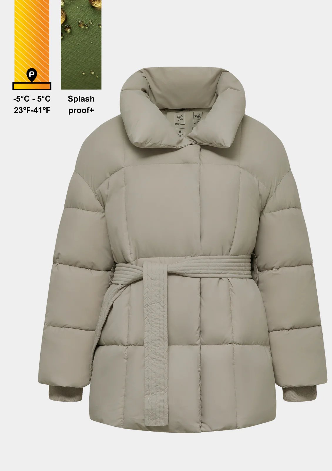 Mid Length Belted Puffer Jacket