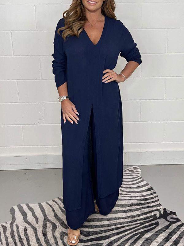 Women's split long top and pants suit