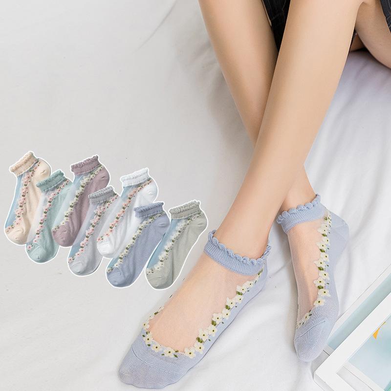 Glass silk floret breathable socks