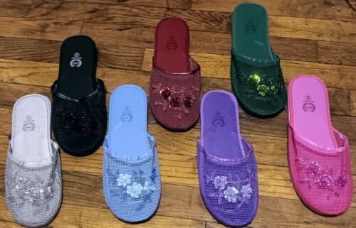 New Women's Mesh Sequin Comfort Slippers in 13 Colors